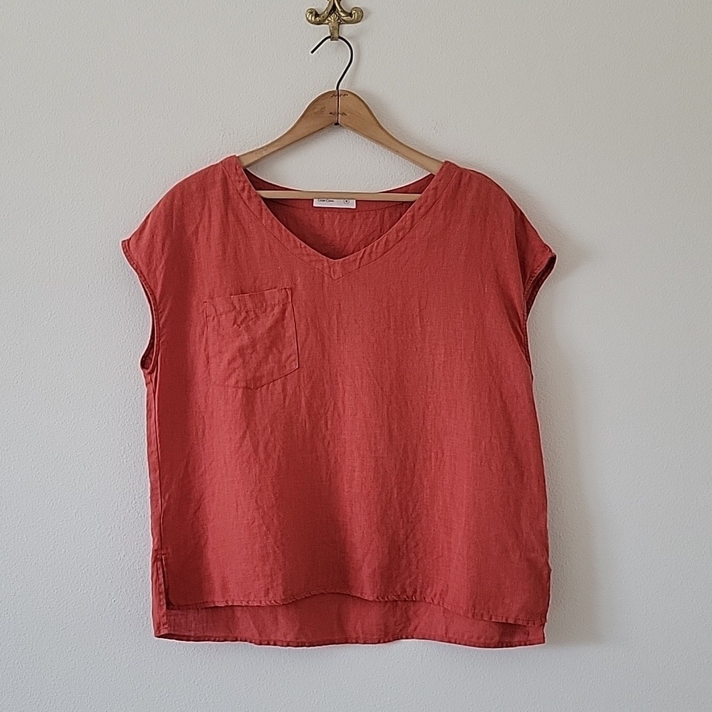 Grae Cover Burnt Orange Linen Boxy Cut Blouse Size Medium
